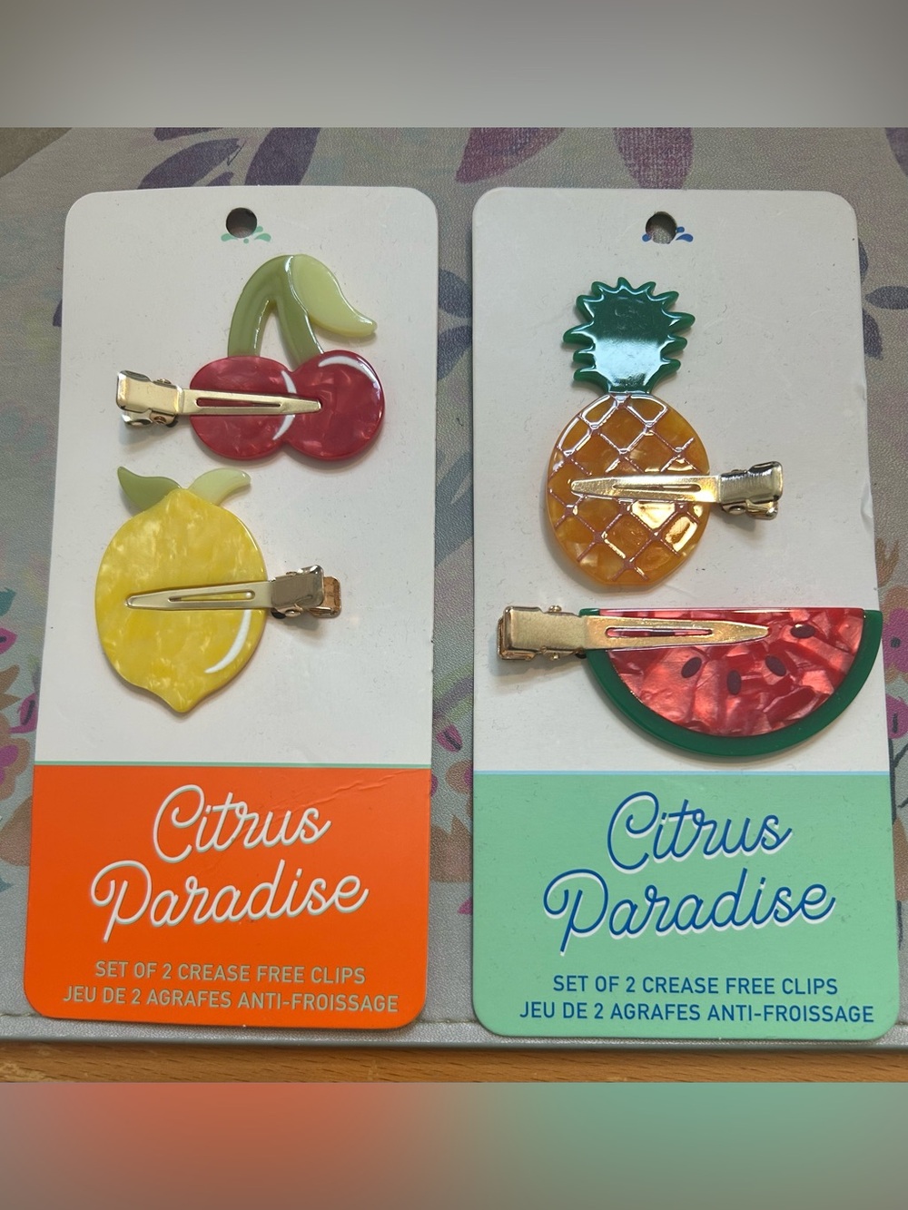 Anthropologie Fruit Hair Clips - Pineapple, Watermelon, Cherry, Lemon